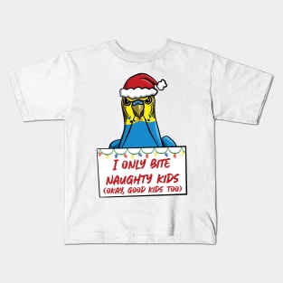 Only Bite Naughty Kids Male Yellow Faced Blue Budgie Kids T-Shirt